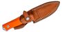 Lionsteel Fixed Blade Sleipner Steel stone washed, ORANGE G10 handle, leather sheath B41 GOR