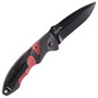 Schrade Zwart AUS-8 Lemmet, Zwart Aluminium Handvat met Rode Inzetstukken, Duimstuds, Sure-Lock