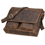 GreenBurry Vintage Leather Shoulder Bag with Laptot compartment Antique brown 35x32cm