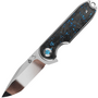 QSP Knife Nebula 14C28N, mirror polish,  Blue shredded CF, Linerlock QS168-C