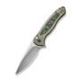 We Knife Button Lock Kitefin Green Titanium Handle With Jungle Wear Fat Carbon Fiber Inlay WE19002N-