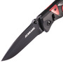 Schrade Zwart AUS-8 Lemmet, Zwart Aluminium Handvat met Rode Inzetstukken, Duimstuds, Sure-Lock
