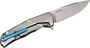 Lionsteel Folding knife M390 blade, Titanium handle BLUE Acc. IKBS wood KIT box  TRE BL