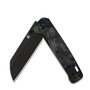 QSP Knife Penguin, Black Stonewash D2 Blade, CF Overlay G10 (Blue) Handle QS130-UBL