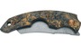 Fox Virtus Folding Pocket Knife Steel Damasteel Super Dense Twist Blade, Dark Matter Gold Handle