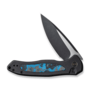 We Knife Button Lock Kitefin Black Titanium Handle With Arctic Storm Fat Carbon Fiber Inlay WE19002N