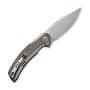 We Snick Gray Titanium Handle with Dragon Green Micarta Inlay Gray Stonewashed CPM-20CV BLADE W11902