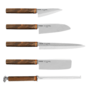 Dellinger Set of 4 japan knives and sharpening steel in rolling bag Pirge TITAN®