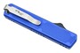 Golgoth G11A4 Bleu. Couteau automatique OTF peigne acier D2 manche aluminium bleu et fibre de carbon
