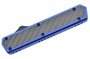 Golgoth G11BS4 Bleu. Couteau automatique OTF lame double tranchant avec serrations en acier D2 manch