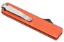 Golgoth G11B5 Orange. Couteau automatique OTF lame double tranchant acier D2 manche aluminium orange
