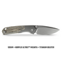 Vosteed Psyop 302 S35VN Stonewash, Zöld Norplex UltreX™ Micarta &amp; Titán Bolster