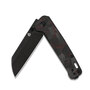 QSP Knife Penguin, Black Stonewash D2 Blade, CF Overlay G10 (Red) Handle QS130-URD