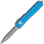 Microtech Ultratech D/E Distressed Blue Stonewash Full Serrated 122-12DBL