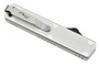 Golgoth G11B6 Silver. Couteau automatique OTF lame double tranchant acier D2 manche aluminium silver