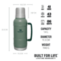 Stanley The Artisan Thermal Bottle 1.4L / 1.5QT Hammertone Green 10-11429-004