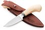 Lionsteel Fixed knife m390 blade WHITE Micarta handle, Ti guard, leather sheath WL1  MW