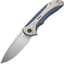 WE Blue Titanium Handle With Polished Bead Blasted Titanium Inlay Hand Rubbed Satin CPM 20CV Blade N