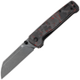 QPS Penguin V2 D2, schwarzer Stonewash, Griff: Roter geschredderter CF-Overlay G10 QS130V2-