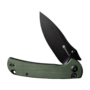 SENCUT Green Canvas Micarta Handle Black 9Cr18MoV Blade Button Lock S23032-3