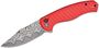 CIVIVI Milled Red Aluminum Handle Damascus Blade Button Lock C23040B-DS1