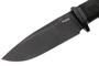 Lion Steel Feststehendes Messer M390 SCHWARZE Klinge, SCHWARZES Burlap, Ti-Parierstange, Lederscheid