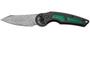 FOX knives ANARCNIDE JUPITER FOLDING KNIFE STEEL DAMASCUS HAKKAPELLA BLD ,TITANIUM+MALACHITE INSERT 