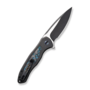We Knife Button Lock Kitefin Black Titanium Handle With Arctic Storm Fat Carbon Fiber Inlay WE19002N