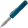 Microtech UTX-85 GEN III D/E STONEWASH PART SERRATE BLUE 1232-11BL
