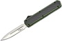 Golgoth G11BS2 Vert. Couteau automatique OTF lame double tranchant avec serrations en acier D2 manch