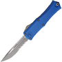 Microtech HERA II MINI S/E APOCALYPTIC PART SERRATE BLUE 1703M-11APBL