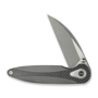 Zenthra Gray Titanium Handle With Twill Carbon Fiber InlayGray Stonewashed Bohler M390