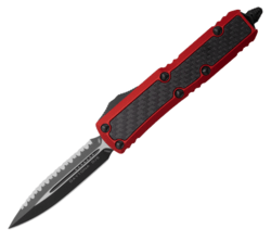 Microtech Daytona D/E SS Red CF Inlay Full Serrated 126-3RDCFIS - KNIFESTOCK