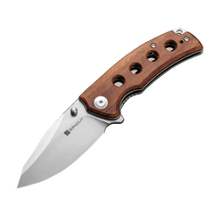 Sencut Excalis Guibourtia Wood Handle Satin Finished 9Cr18MoV BladeLiner Lock S - KNIFESTOCK