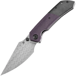 Kansept Fenrir Damascus Blackwash Titanium + Purple Micarta handle K1034Z2 - KNIFESTOCK