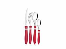 Tramontina Cor &amp; Cor 24-Piece Cutlery Set in Gift Box, White-Red 23499/763 - KNIFESTOCK
