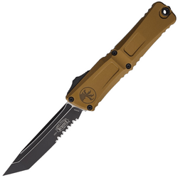 Microtech COMBAT TROODON GEN III T/E BLACK PART SERRATE TAN 1144-2TA - KNIFESTOCK