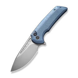 We Mini Malice Blue Titanium Handle Silver Bead Blasted CPM 20CV BLADE WE054BL-3 - KNIFESTOCK