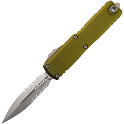 Microtech UTX-85 GEN IV D/E STONEWASH PART SERRATE OD GREEN 12324-11OD - KNIFESTOCK