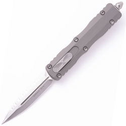 Microtech DIRAC D/E STONEWASH FULL SERRATE NATURAL CLEAR 225-12NC - KNIFESTOCK
