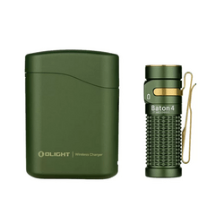 Olight Baton 4 Premium Edition Flashlight with Wireless Charging Case (OD Green, 1300 Lumens) - KNIFESTOCK