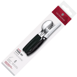 Victorinox Pikniková sada 3ks,  skladací nožík + vidlička +  lyžica, čierna 6.7193.3F - KNIFESTOCK