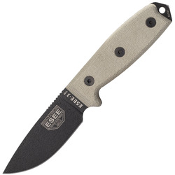 ESEE Knives Model 3 survival knife 3MIL-P-B black sheath + belt clip and MOLLE-back - KNIFESTOCK