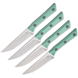 Microtech STEAK KNIFE SET G-10 CARIBBEAN BLUE STW F/S 3600-12SETCA - KNIFESTOCK