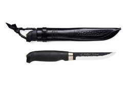 Marttiini Lynx Black Edition carbon steel/ black birch, protective oil coating/black leather 131013 - KNIFESTOCK