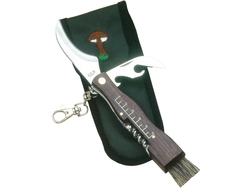 JKR WOOD HANDLE WITH CORKSCREW 7 CM STAINLESS STEEL BLADE MUSHROOM KNIFE WITH NYLON SHEATH JKR0089 - KNIFESTOCK