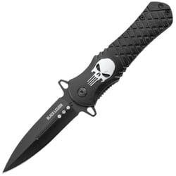 UNITED CUTLERY  BLACK LEGION SIL SKULL ASSISTED POCKET KNIFE UPSEL BV415UP - KNIFESTOCK