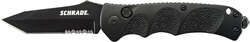 Schrade Black Tanto 40% Serrated 4116 Steel, Blocare cu Buton, Siguranță pe Spatele Mânerului - KNIFESTOCK