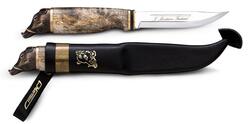 Marttiini Wild Boar stainless steel/color waxed curly birch* &amp; bronze/leather 546013 - KNIFESTOCK