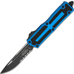 Microtech SCARAB II GEN III S/E BLACK PART SERRATED BLUE 1278-2BL - KNIFESTOCK